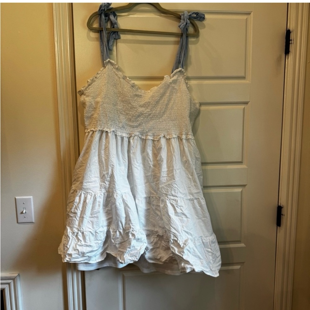 Arula White Dress with Blue Straps